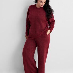 #31 State of Day Women's Indulge & Rest Sweater Loungewear Set,Maraschino